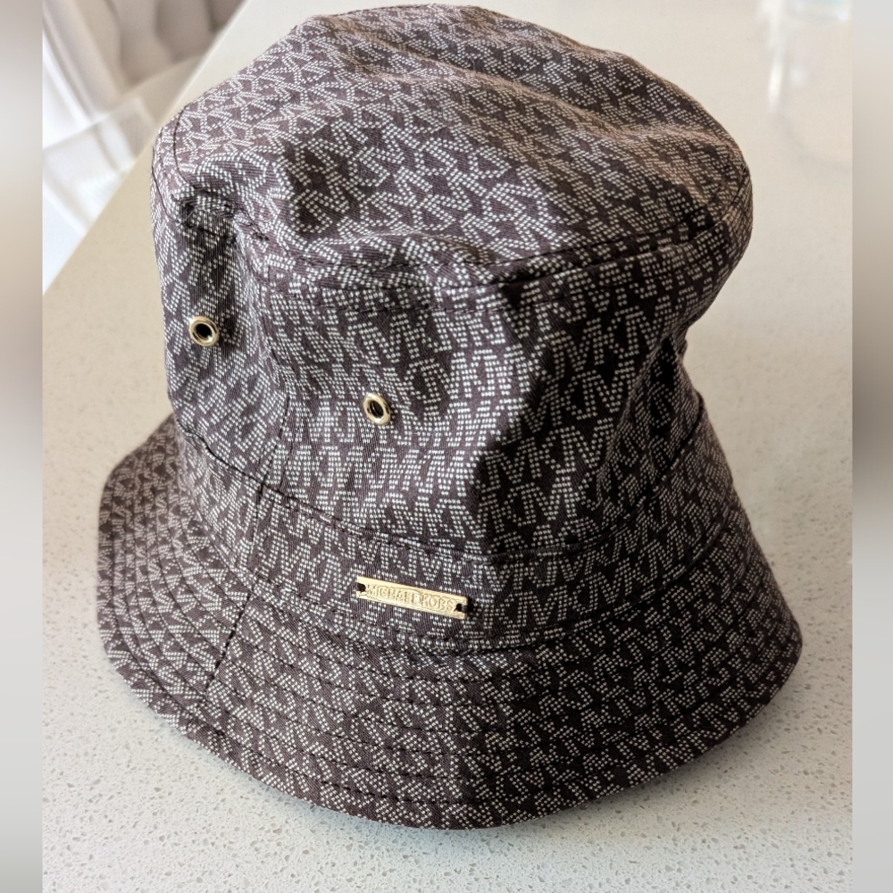 Michael Kors Brown and Cream Bucket Hat